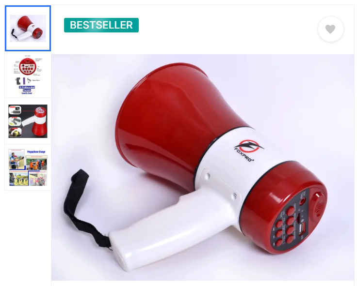 Foxpro Speaker 30 Watts Handheld Megaphone with Recorder; Talk Record Play Siren Music and Tour Guide Megaphone Loud Speaker Trumpets Recording Speaker Horn with USB & SD Card Port for Announcing FP-556 BT Outdoor PA System  (30 W)